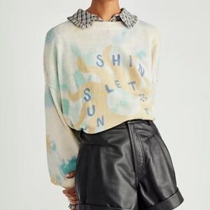 Free People Cosmos Let The Sun Shine Graphic Knit Sweater Pullover